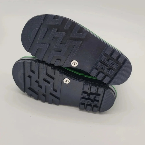 New Impidimpi BABY TODDLER BOYS RUBBER RAIN BOOTS Striped Navy Green SZ 8 - Picture 4 of 10